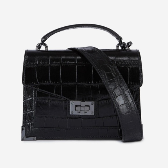 The Kooples Emily Croc Embossed Crossbody Messenger Handbag